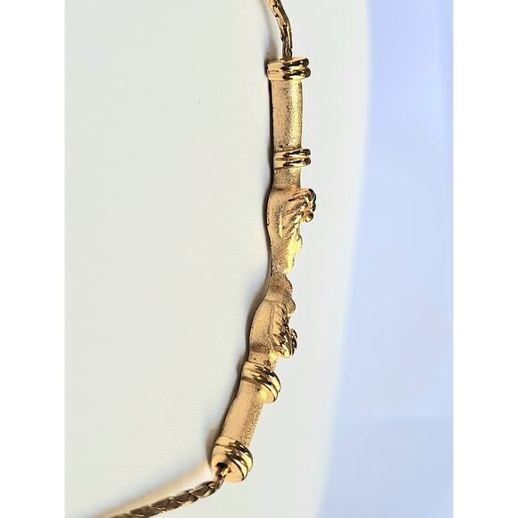 Monet Etruscan Cobra Chain Vintage 2 Rams Heads Signed 1970s - Picture 7 of 10